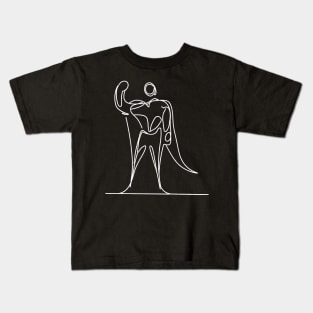 Minimalist white line art Superhero Silhouette | Character 2 Kids T-Shirt